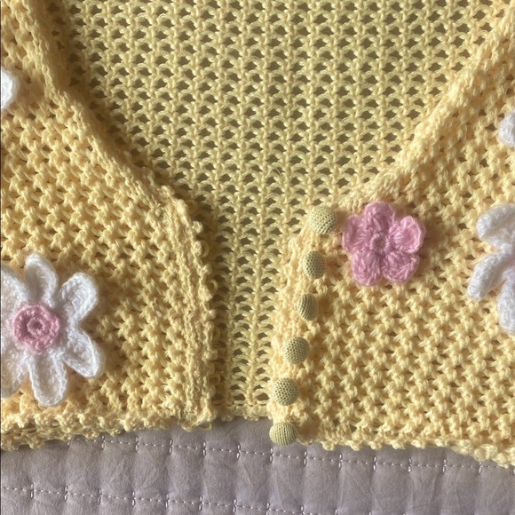 For Love And Lemons - Butter Yellow Crochet Button Down Top - Picture 8 of 10